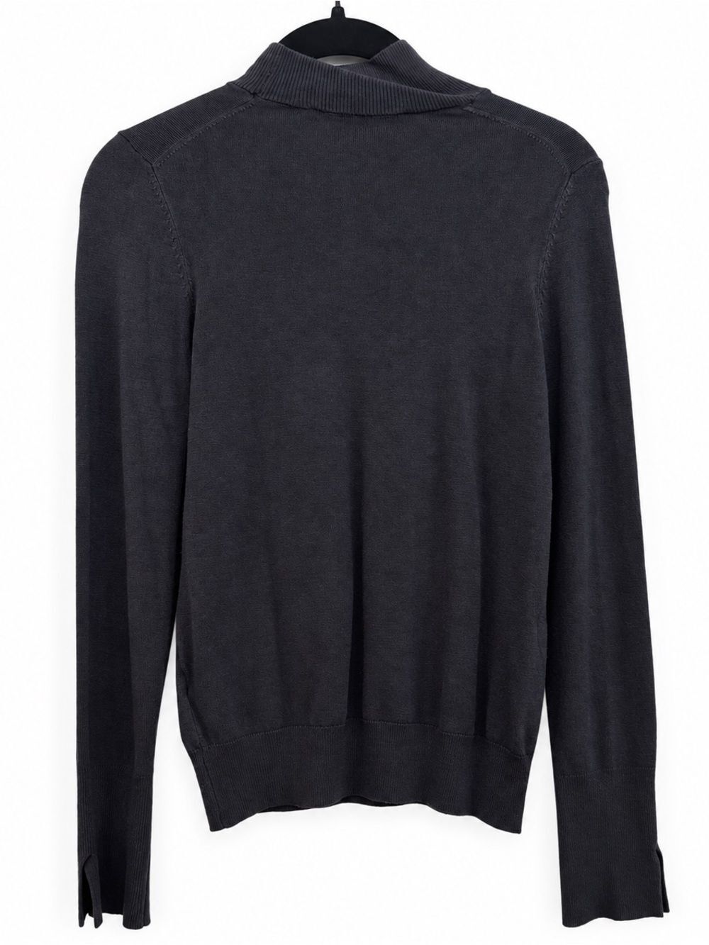Zara Blue Mock Neck Sweater Size S Long Sleeve Split Cuff Fine Knit